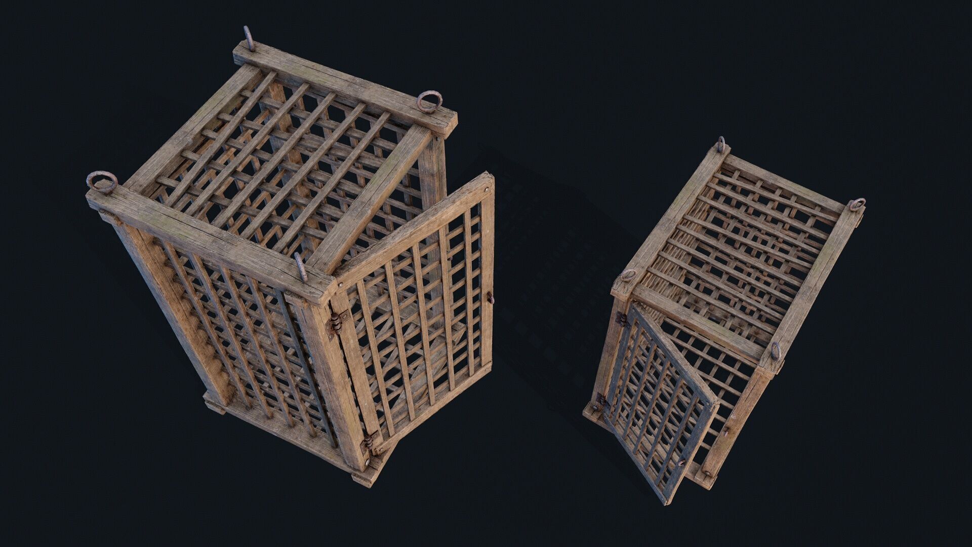 Wooden Cages Low-poly 3D model_3