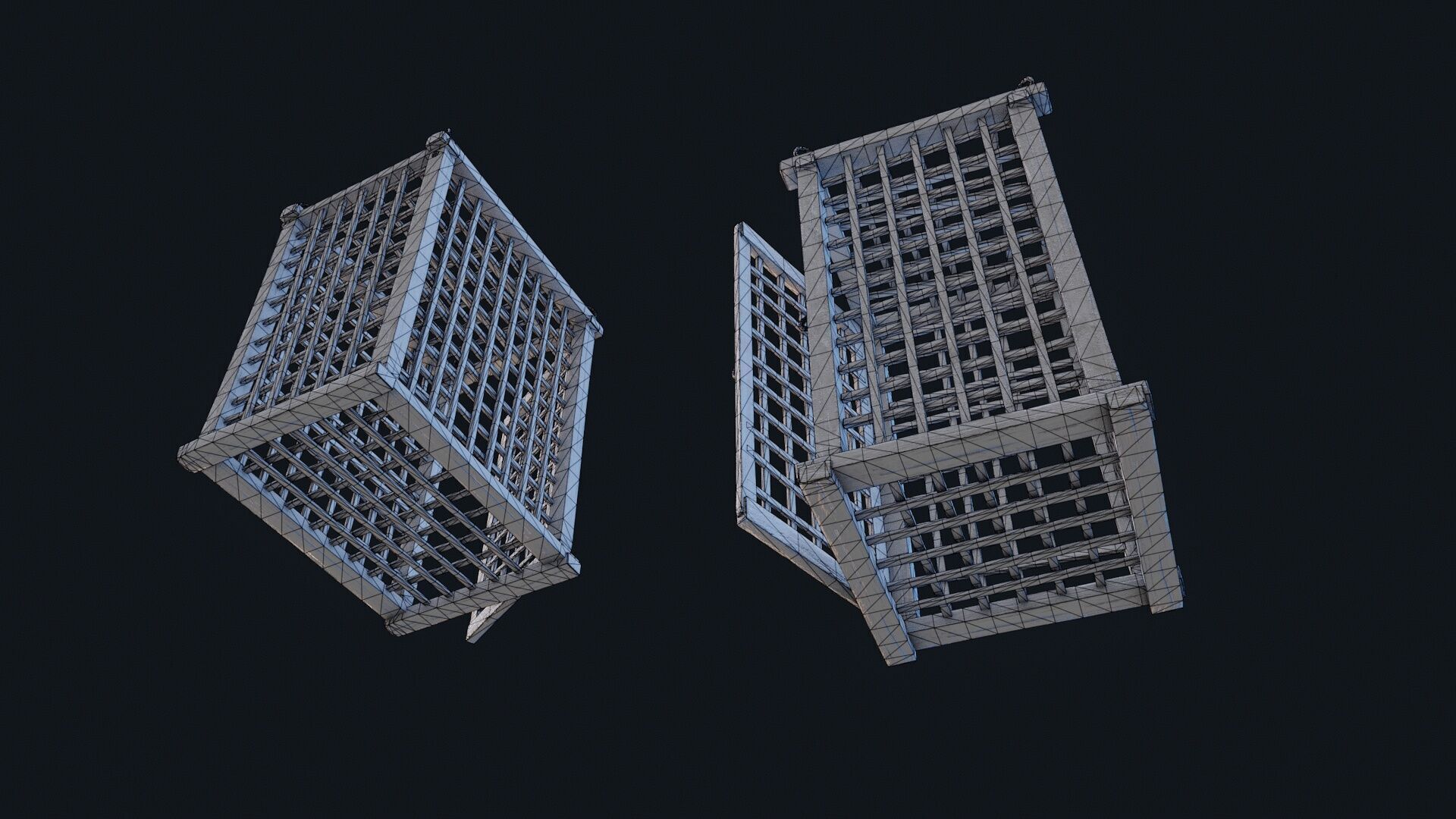 Wooden Cages Low-poly 3D model_7