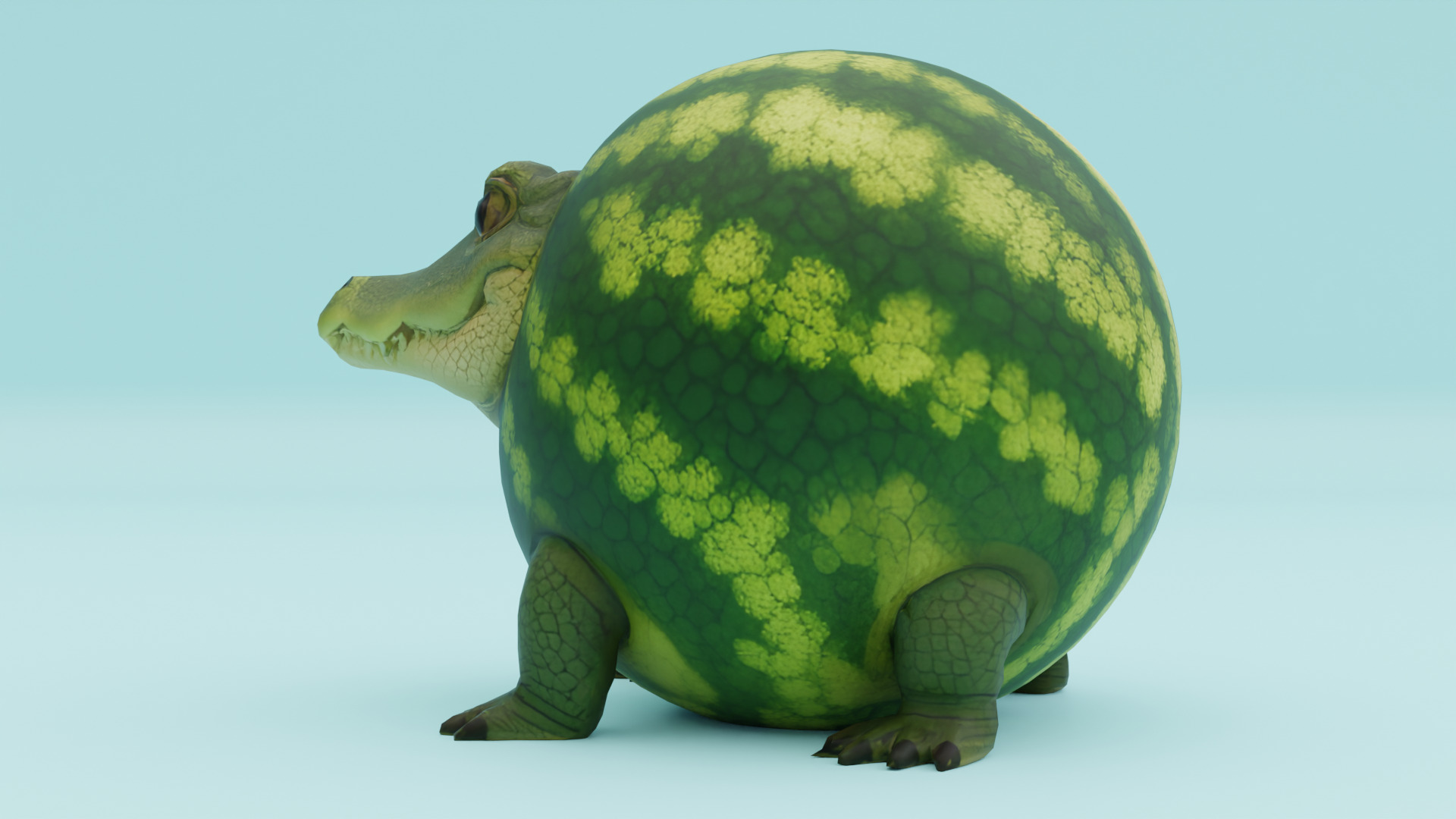 Glorbo Fruttodrillo Italian brainrot Low Poly Character Low-poly 3D model_3