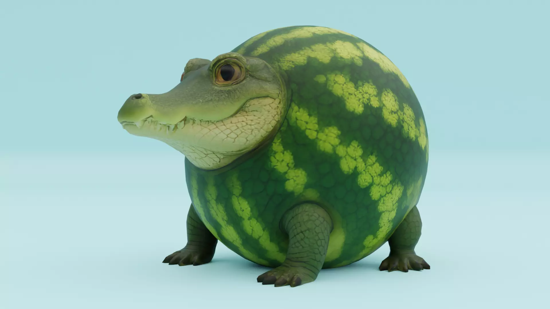 Glorbo Fruttodrillo Italian brainrot Low Poly Character Low-poly 3D model_0