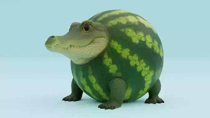 Glorbo Fruttodrillo Italian brainrot Low Poly Character Low-poly 3D model