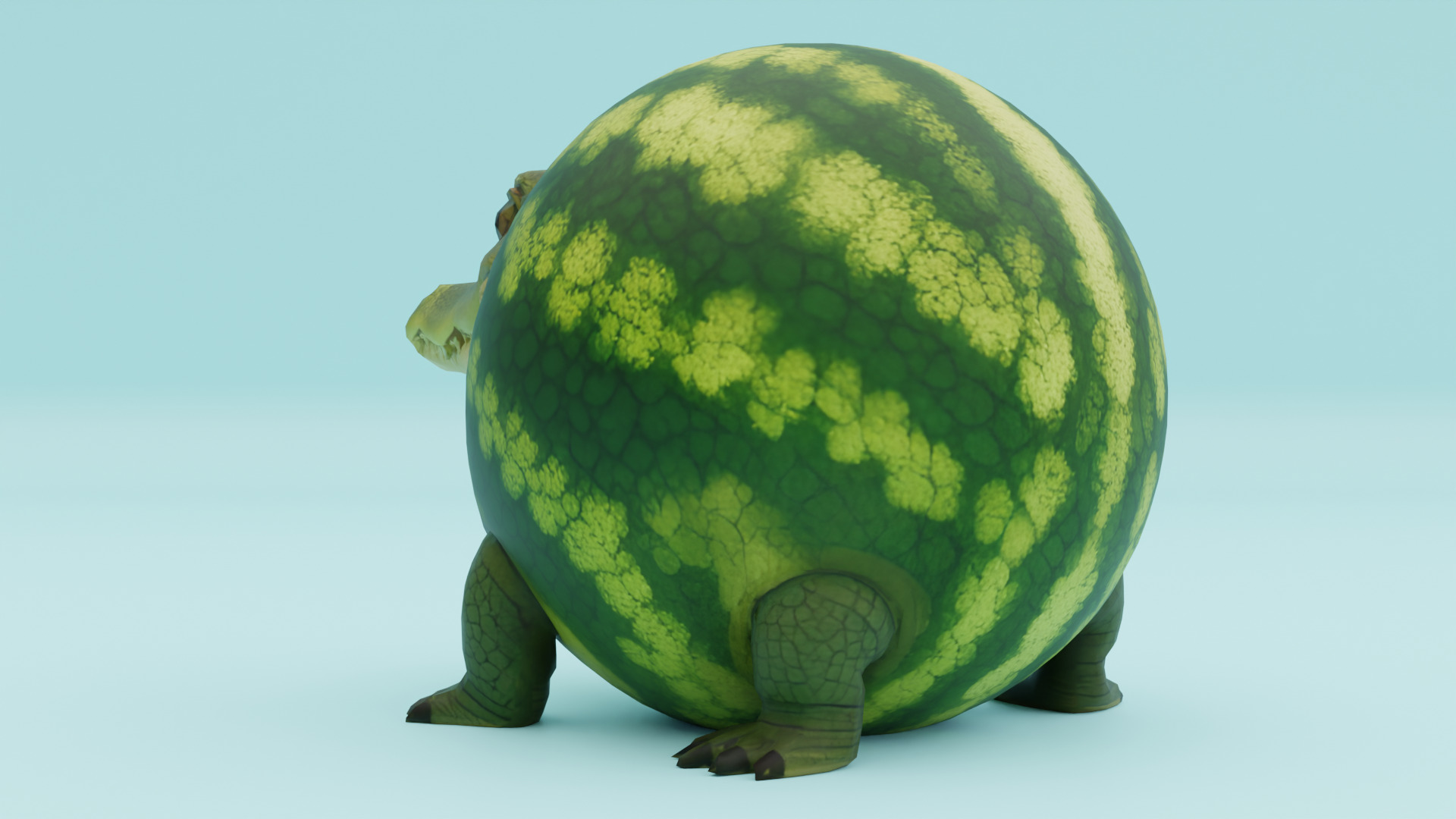 Glorbo Fruttodrillo Italian brainrot Low Poly Character Low-poly 3D model_4