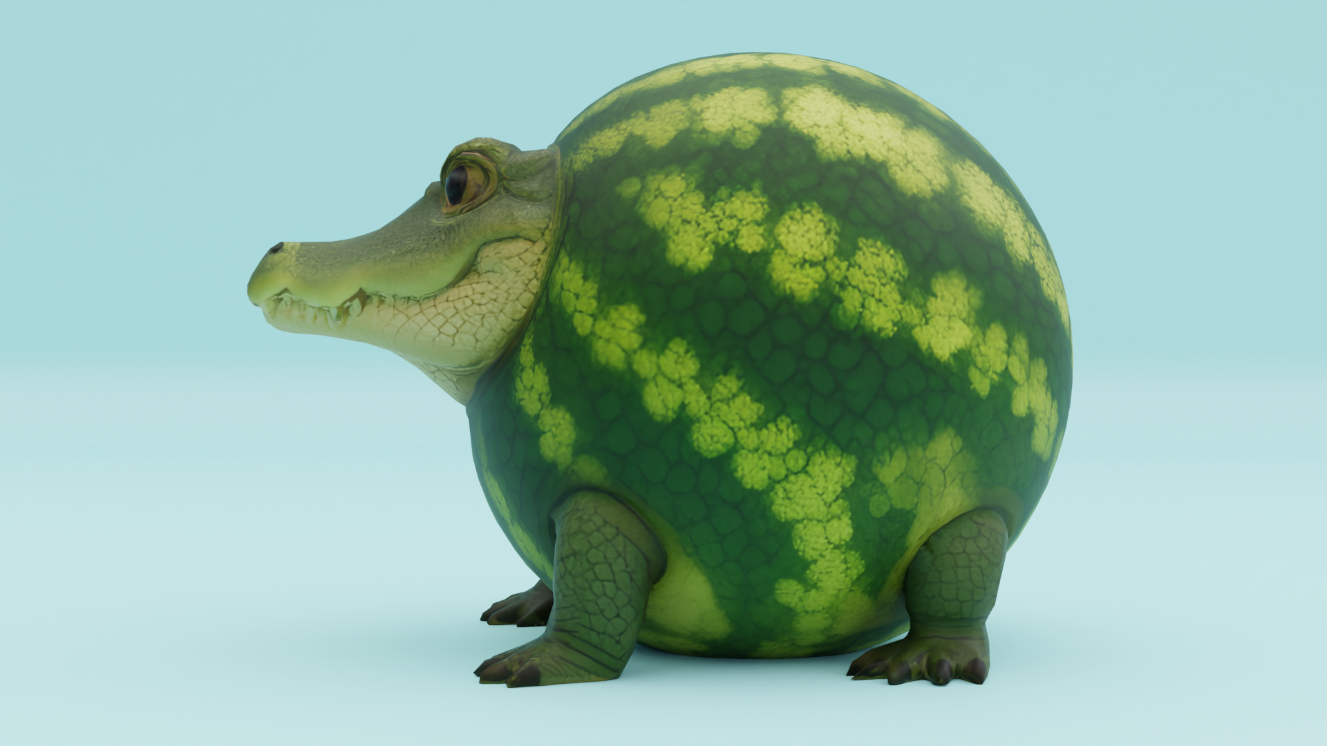Glorbo Fruttodrillo Italian brainrot Low Poly Character Low-poly 3D model_2
