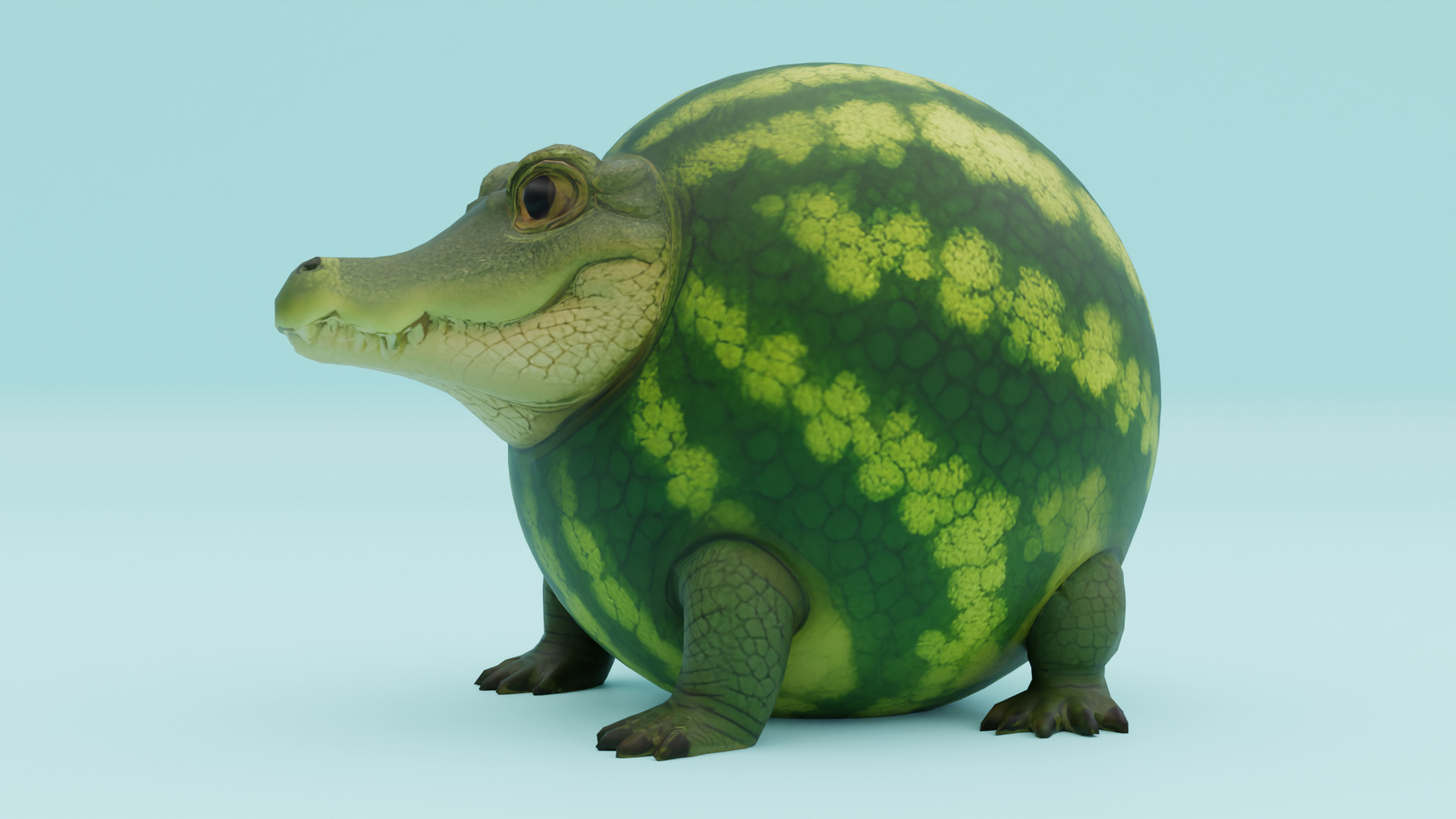 Glorbo Fruttodrillo Italian brainrot Low Poly Character Low-poly 3D model_1