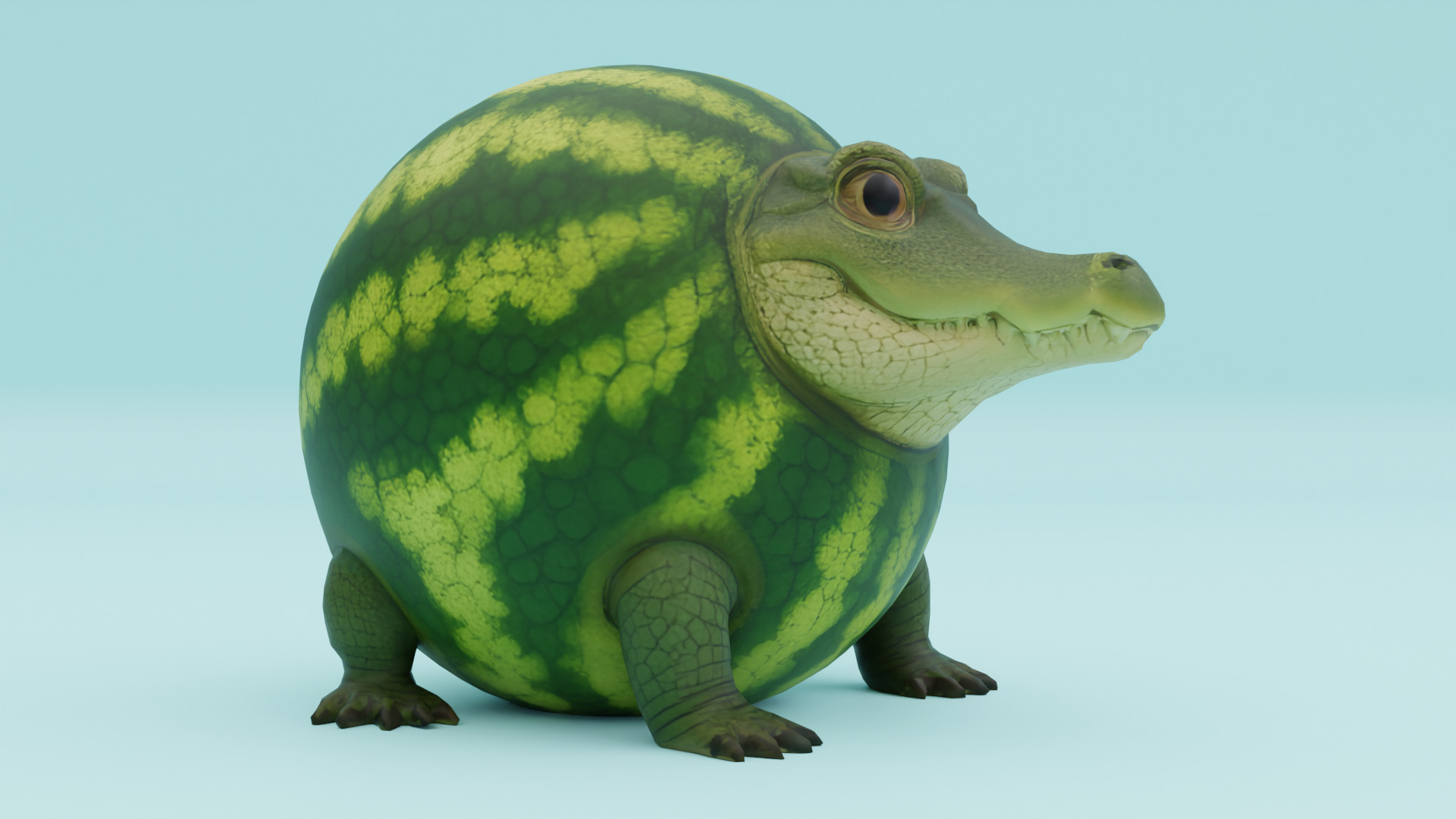 Glorbo Fruttodrillo Italian brainrot Low Poly Character Low-poly 3D model_10