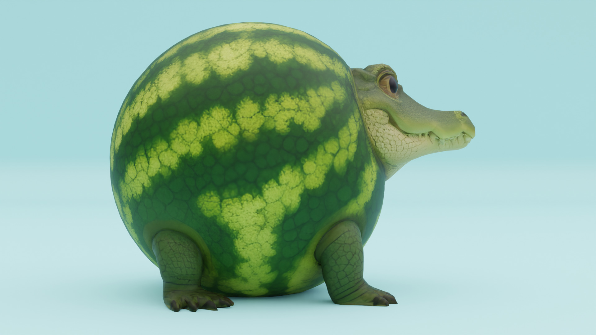 Glorbo Fruttodrillo Italian brainrot Low Poly Character Low-poly 3D model_9