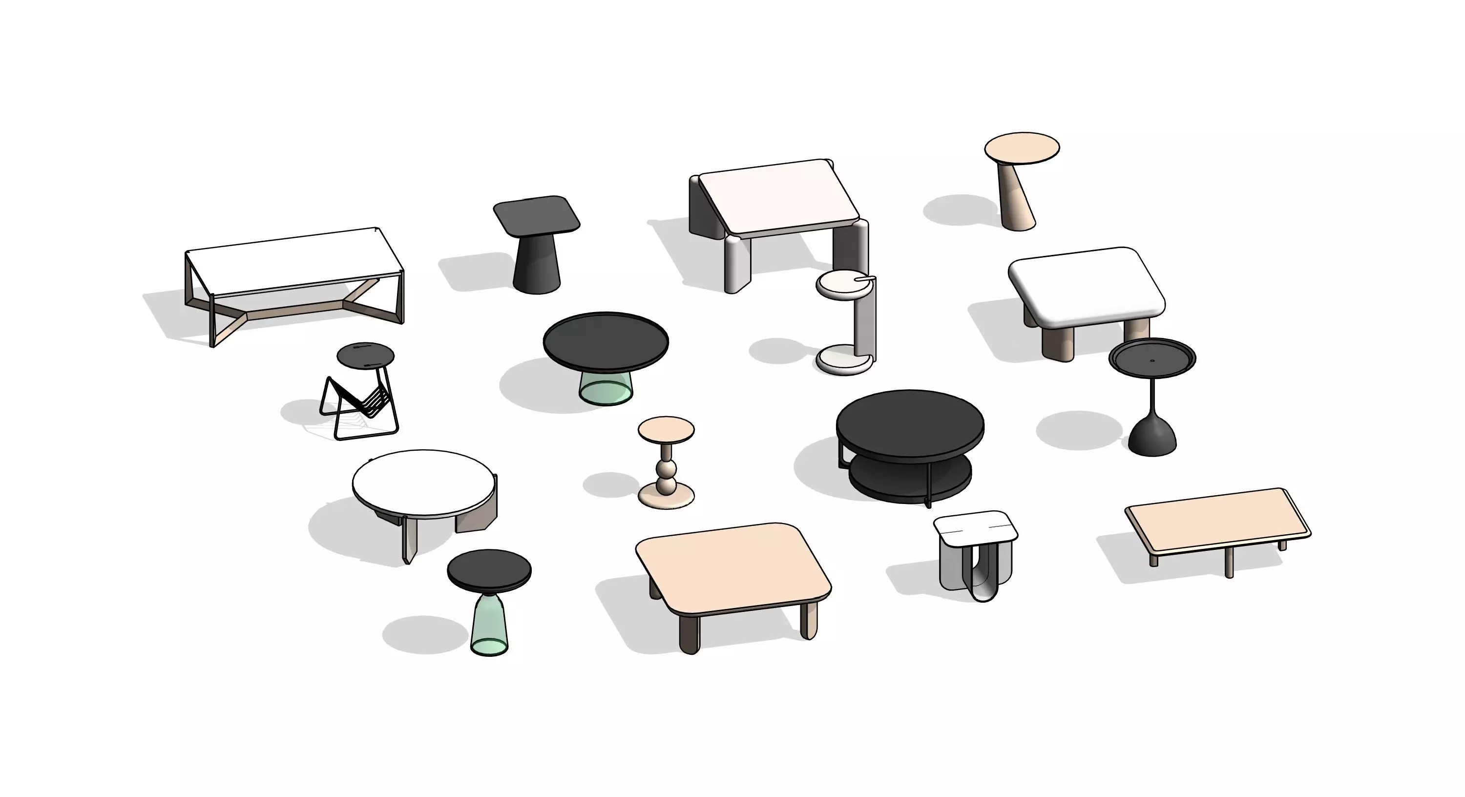 Coffee and Side Table Revit Family Pack 3D model_0