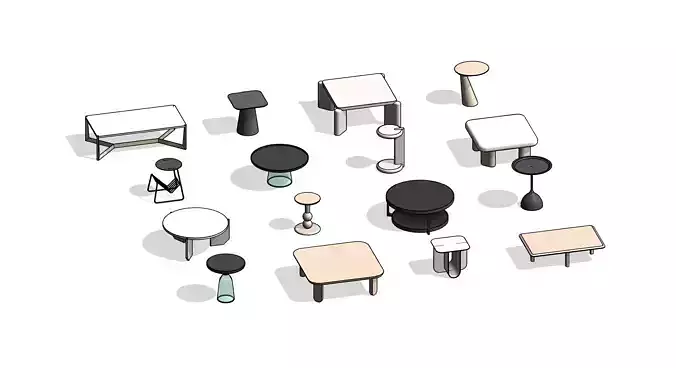 Coffee and Side Table Revit Family Pack