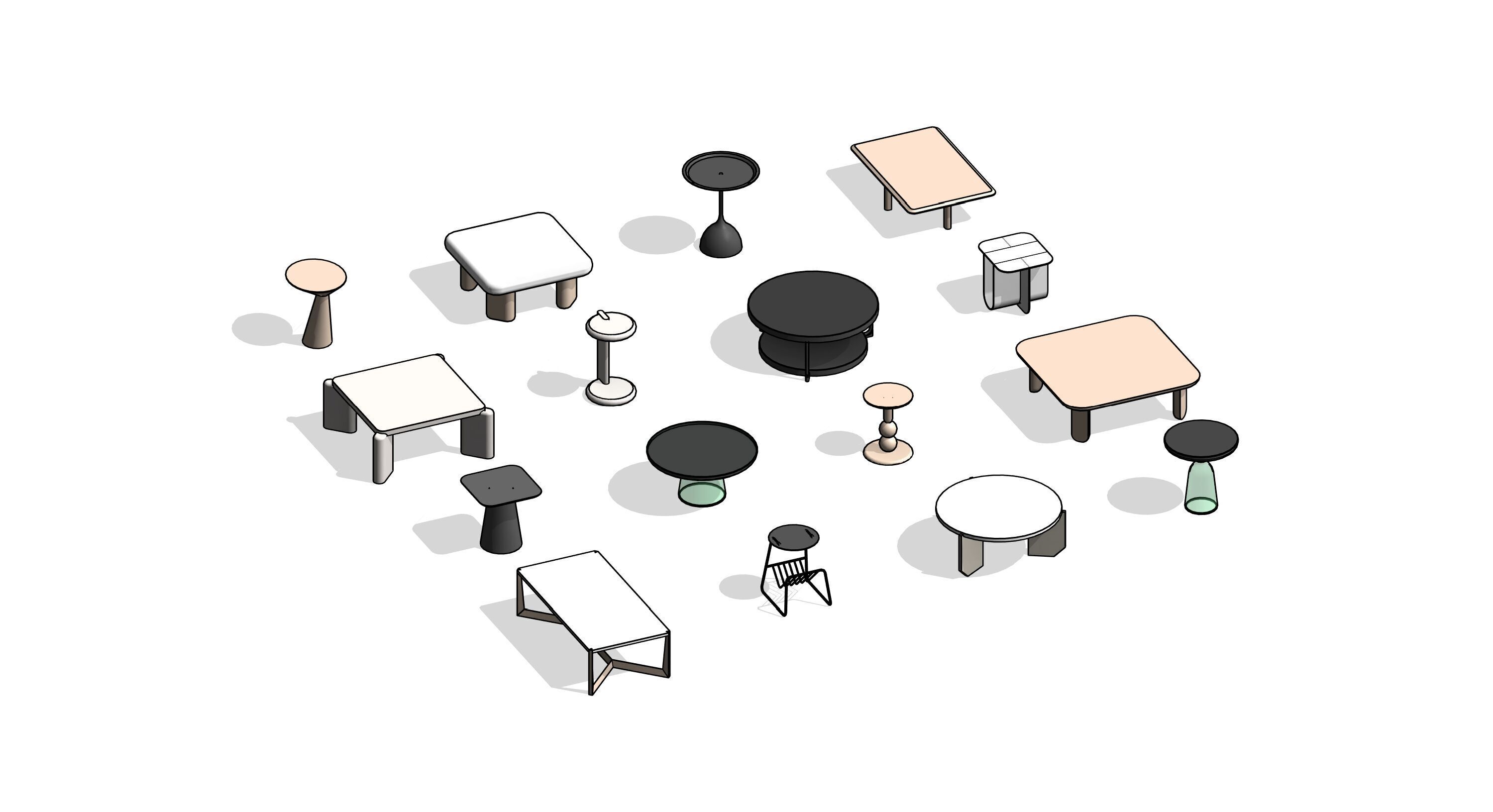 Coffee and Side Table Revit Family Pack 3D model_2
