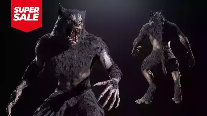Werewolf - Mythical Creature Bonus - Zombie Neon Skin Low-poly 3D model