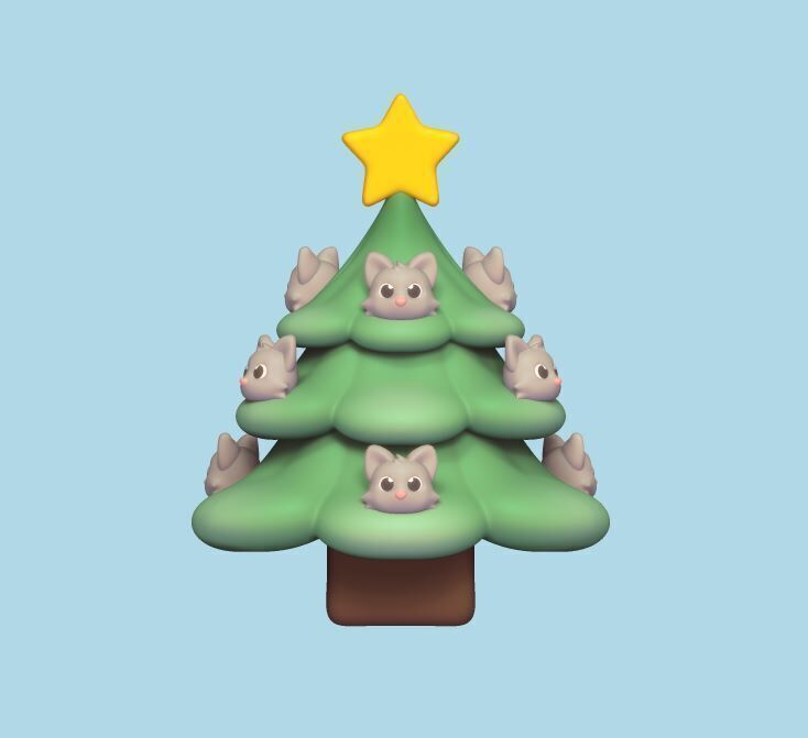 Cats Xmas Tree 3D print model_1