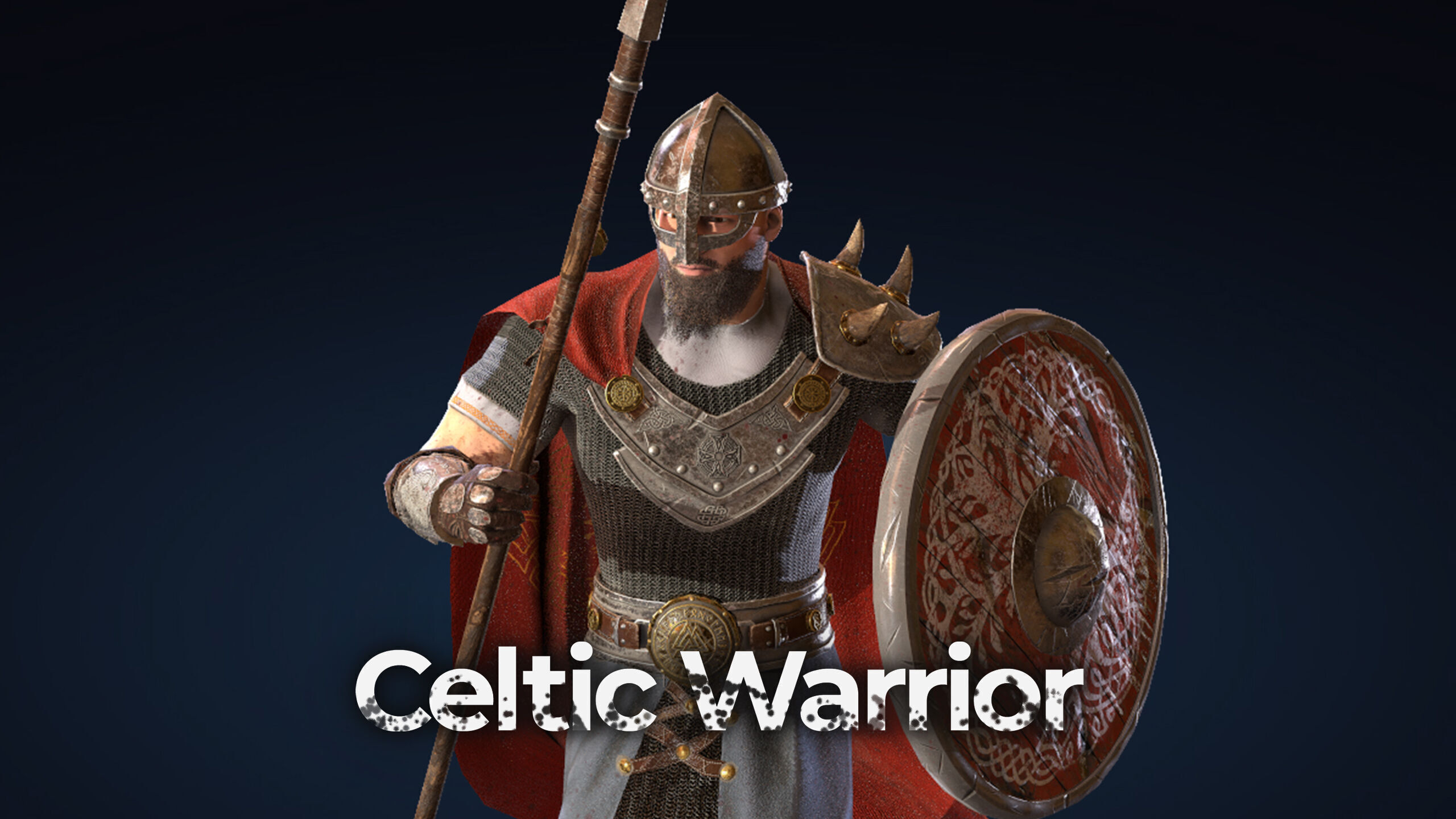 Low Poly Set - Spear and Shield Low-poly 3D model_5