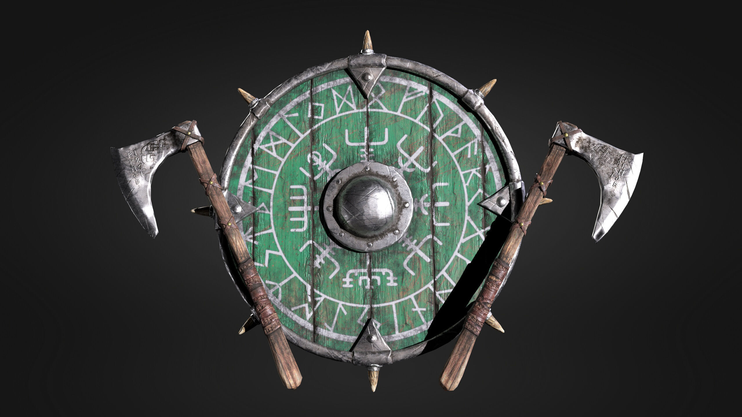 Low Poly Set - Axe and Shield Low-poly 3D model_2