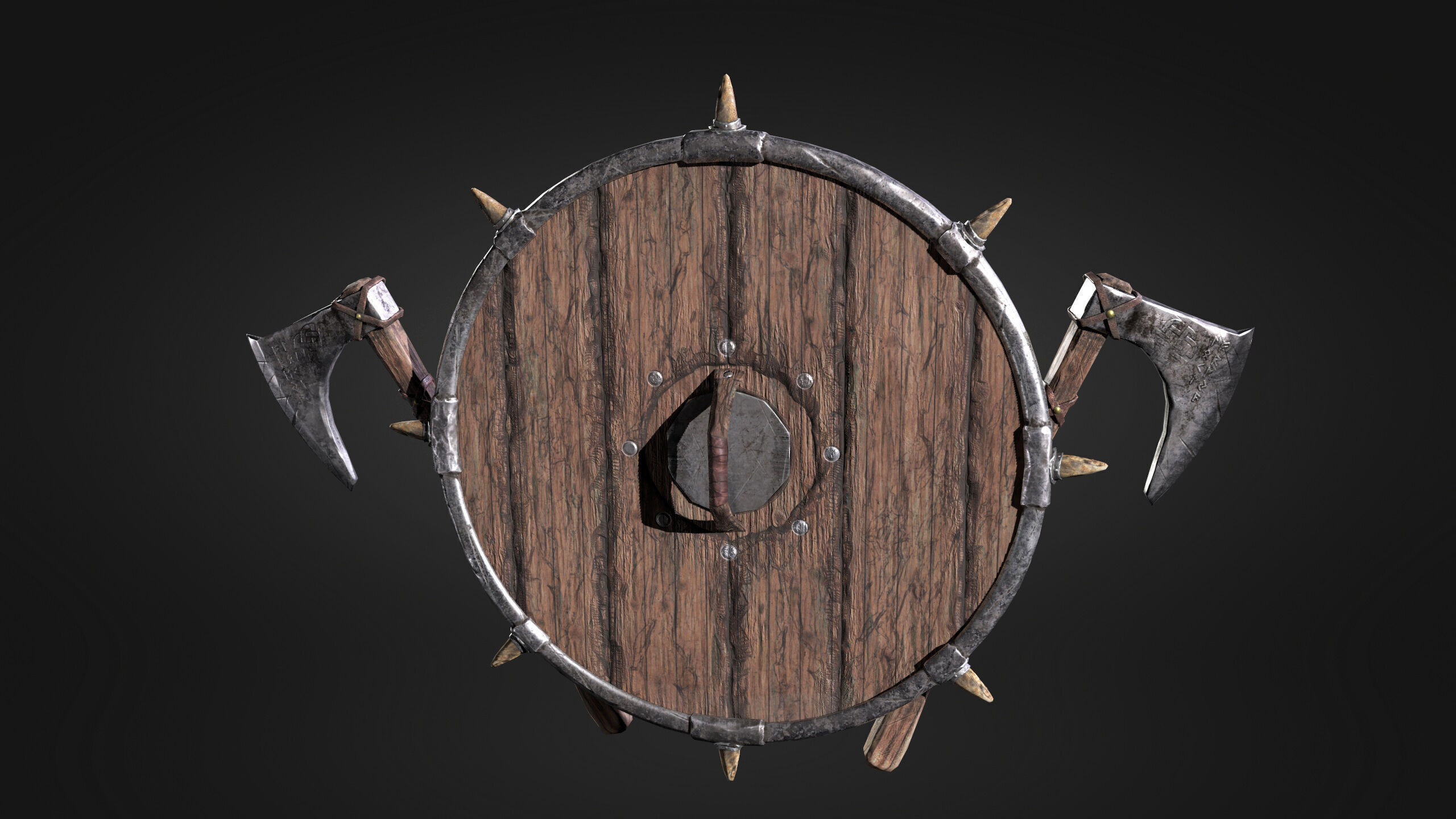 Low Poly Set - Axe and Shield Low-poly 3D model_6