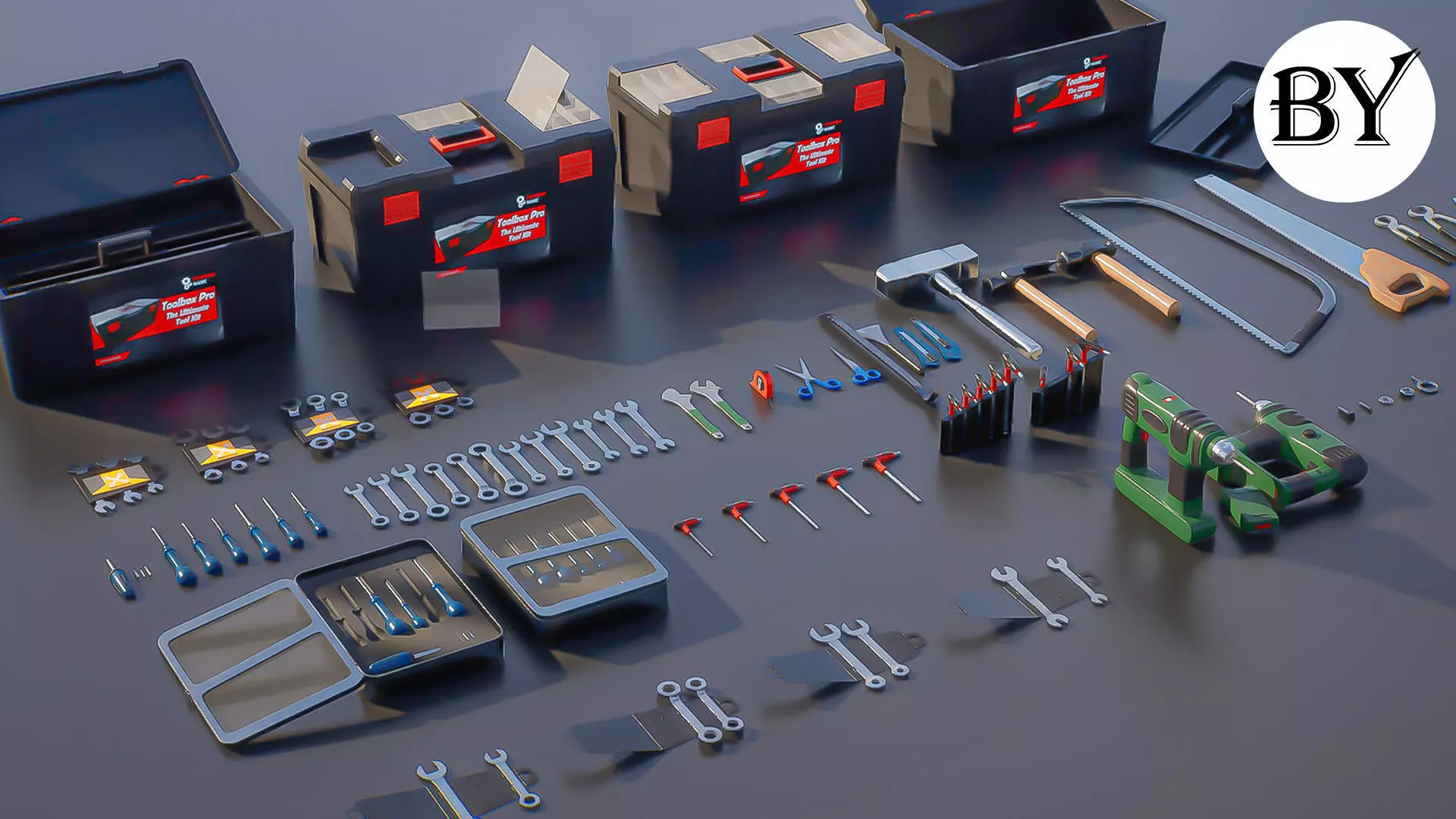 Tools Pack Low-poly 3D model_0