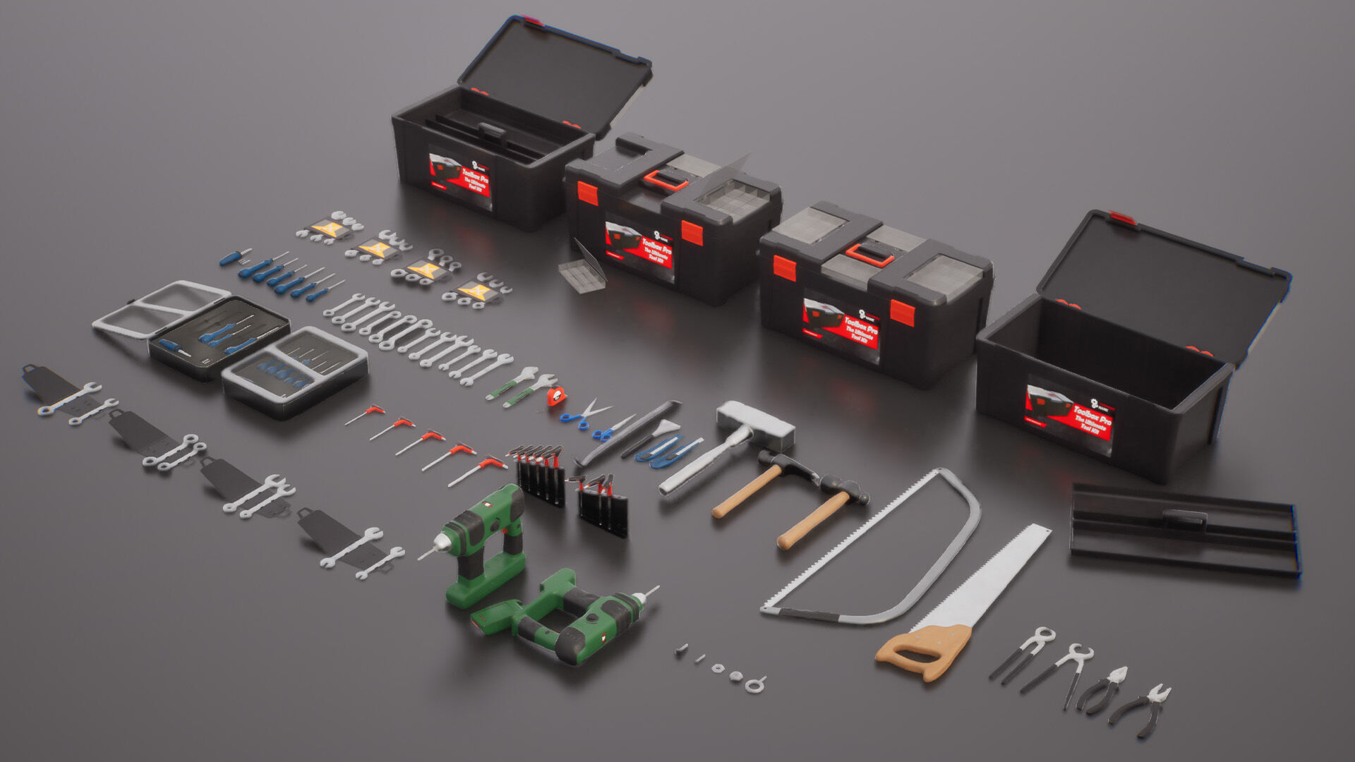 Tools Pack Low-poly 3D model_1