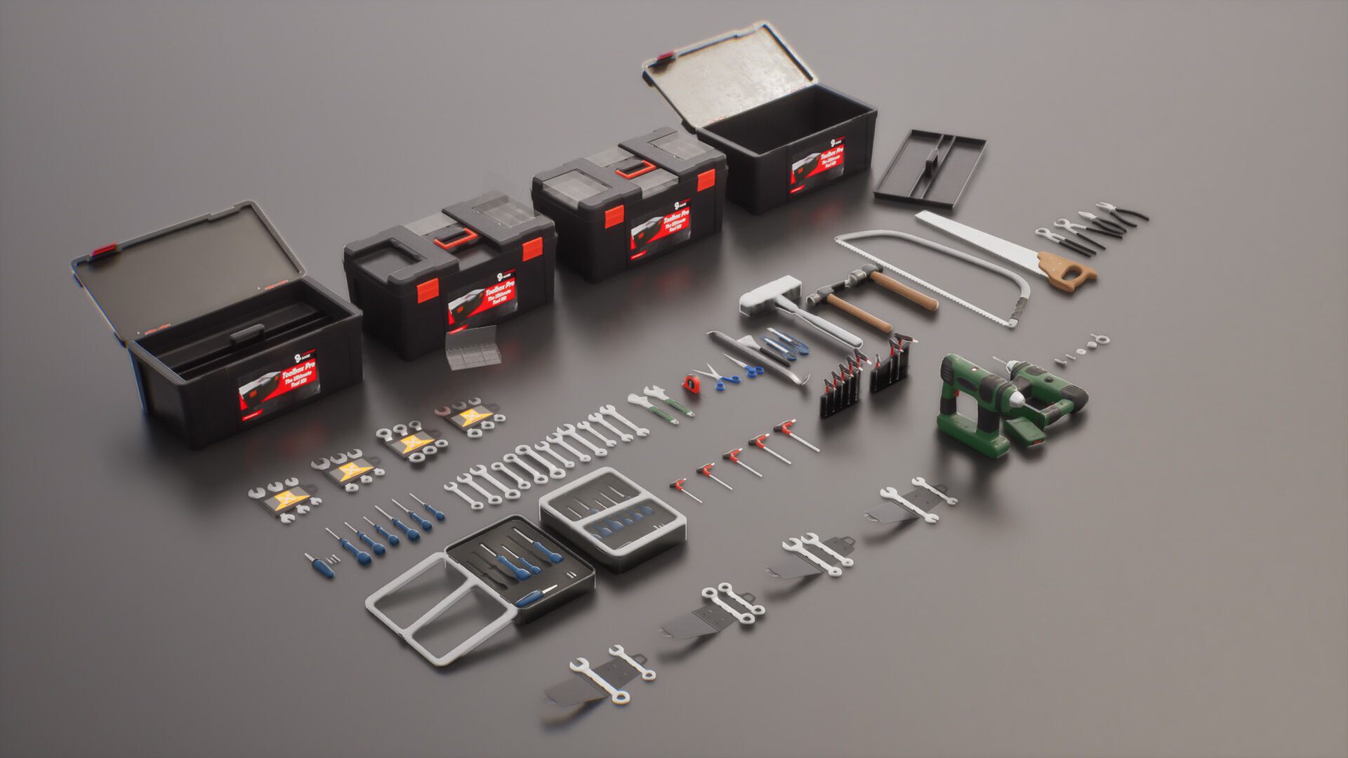 Tools Pack Low-poly 3D model_2