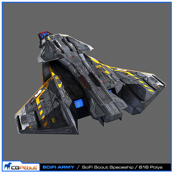 SciFi Army Human SpaceShips 02 Low-poly 3D model_8