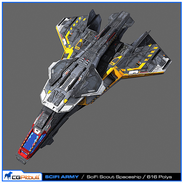 SciFi Army Human SpaceShips 02 Low-poly 3D model_6