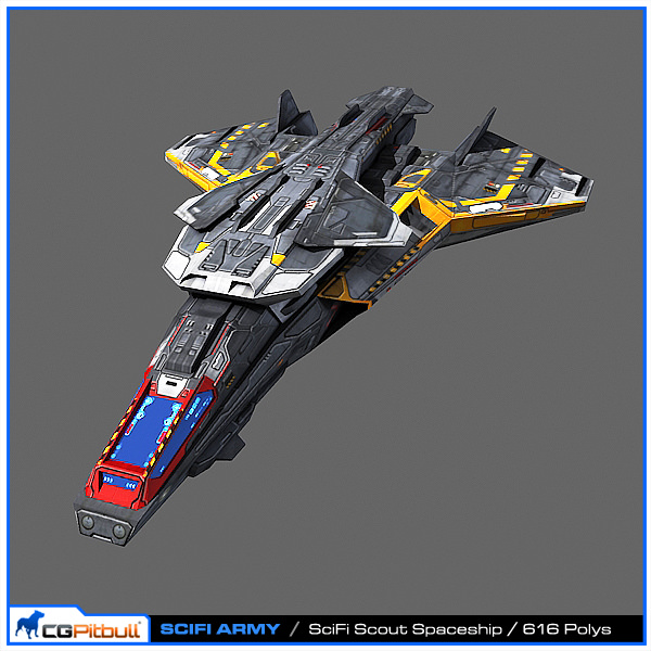 SciFi Army Human SpaceShips 02 Low-poly 3D model_5