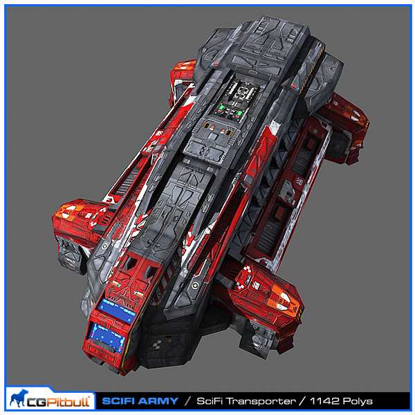 SciFi Army Human SpaceShips 02 Low-poly 3D model_1