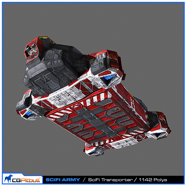 SciFi Army Human SpaceShips 02 Low-poly 3D model_4
