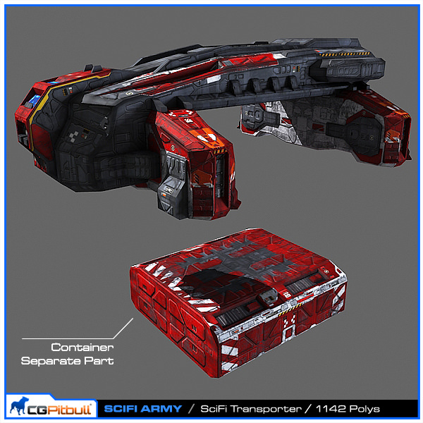 SciFi Army Human SpaceShips 02 Low-poly 3D model_2