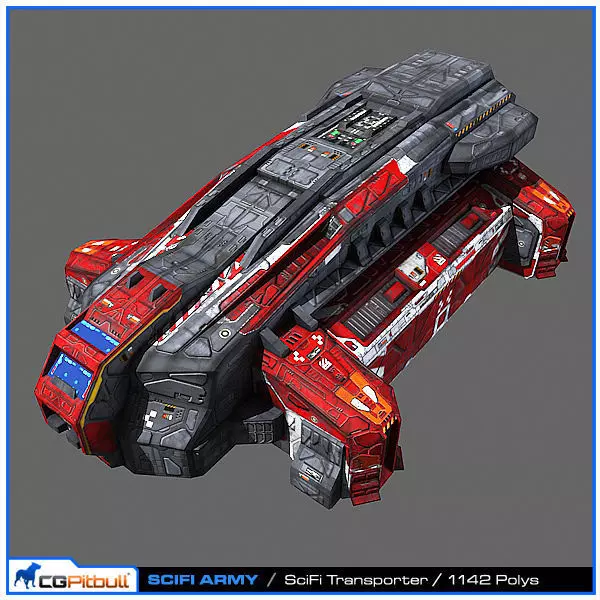 SciFi Army Human SpaceShips 02 Low-poly 3D model_0