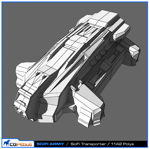 SciFi Army Human SpaceShips 02 Low-poly 3D model_9