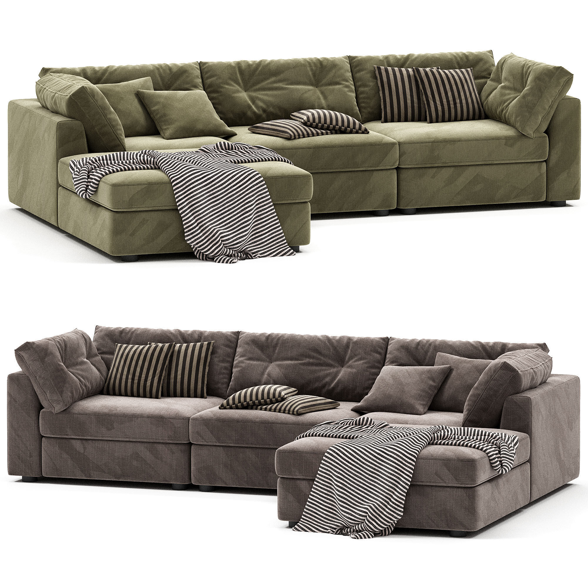 Sohla 4 Piece L Shaped Grey Boucle Sectional Sofa 3D model_1