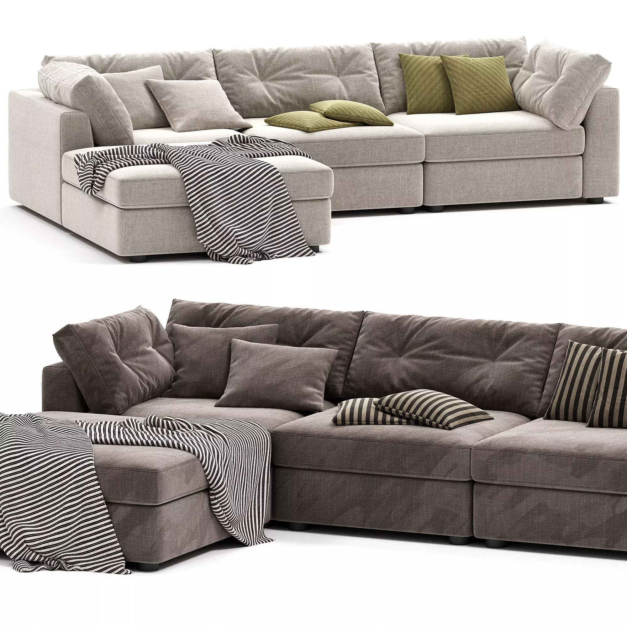 Sohla 4 Piece L Shaped Grey Boucle Sectional Sofa 3D model_0