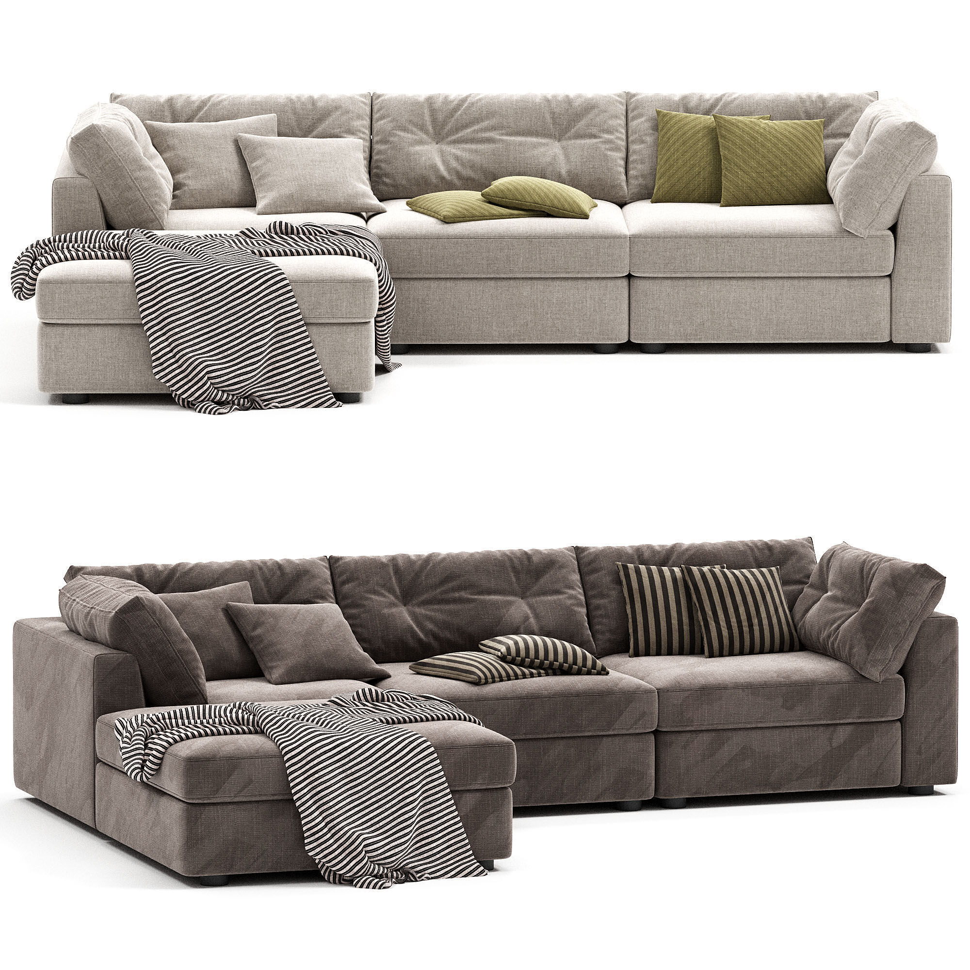 Sohla 4 Piece L Shaped Grey Boucle Sectional Sofa 3D model_3