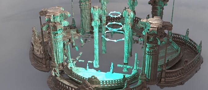 Corinth Pillar city plaza with oracle rings 3D model