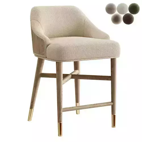 Villa House Orion Coastal Beach White Counter Stool