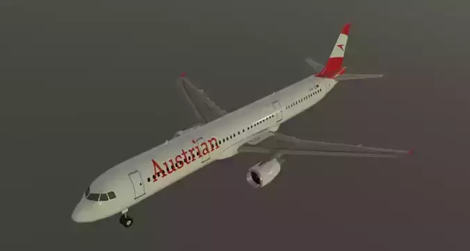 Austrian Airlines airbus a321-211 low poly 3D model Low-poly 3D model