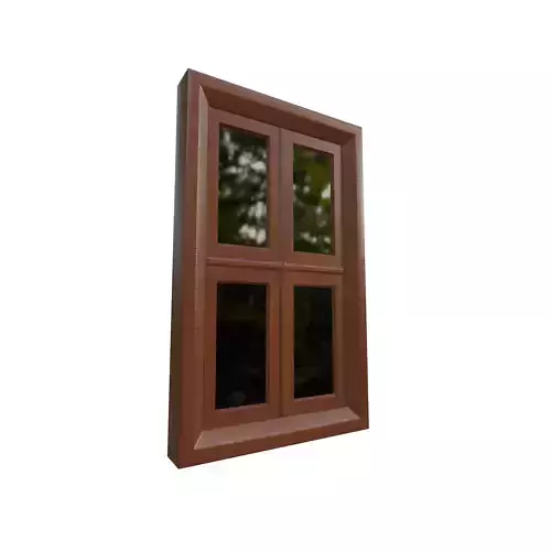 Brown Wooden Window with Four Glass Panes