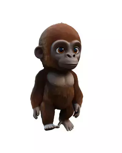 Baby Gorila Low-poly 3D model