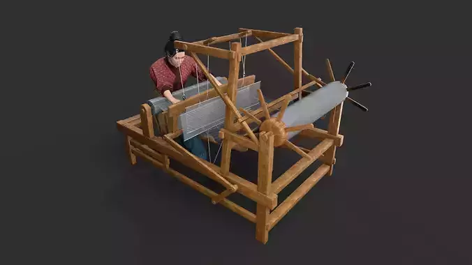 Ancient Chinese Textile worker Low-poly 3D model