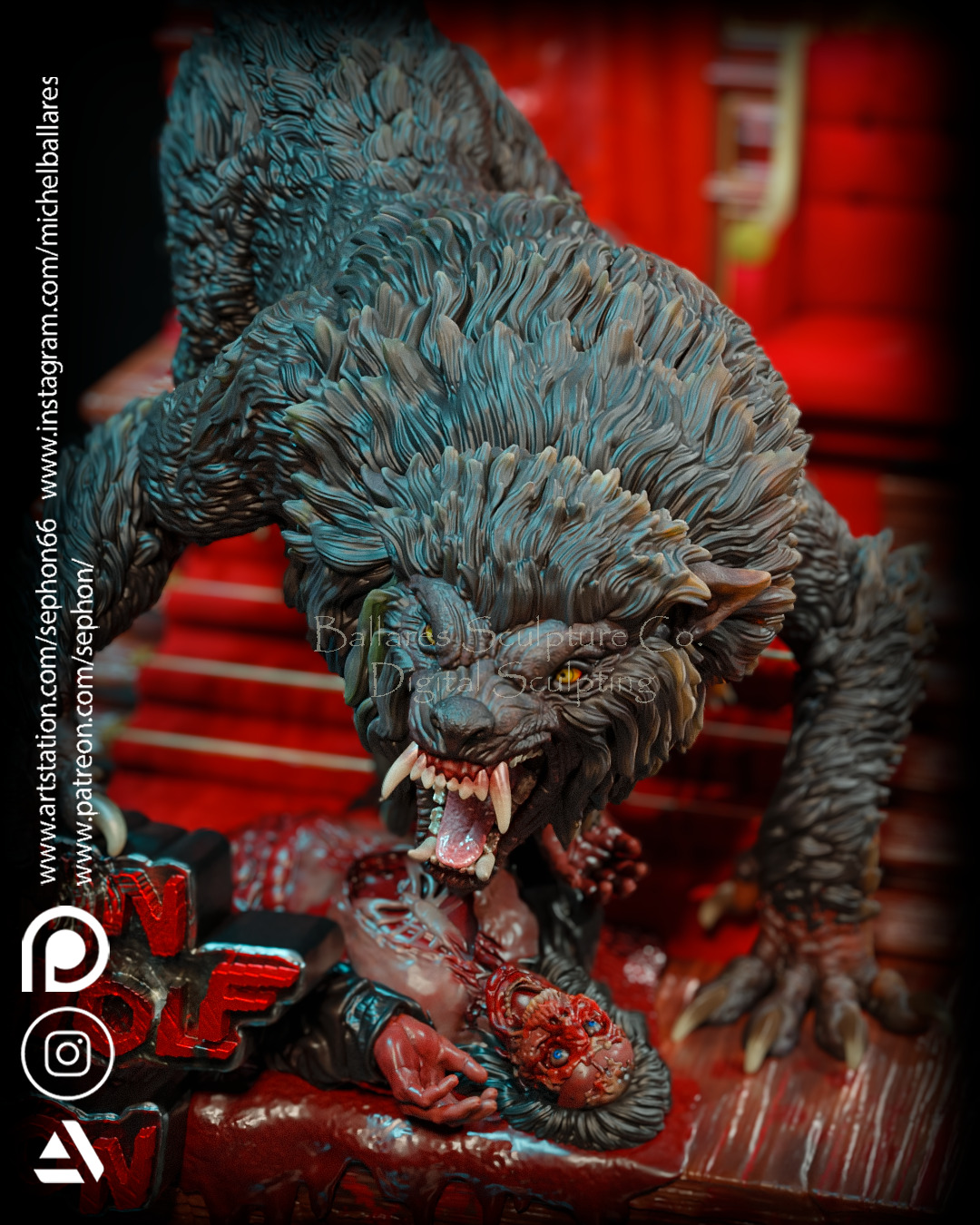 AN AMERICAN WEREWOLF IN LONDON      VICTIM DIORAMA  3D print model_1