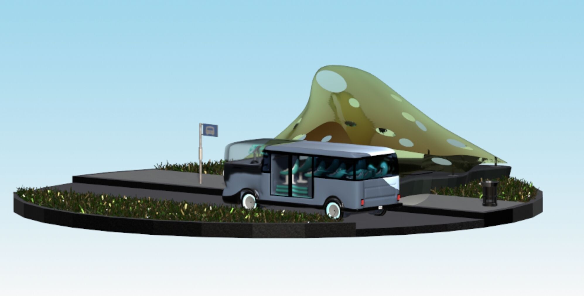 FutureCity Bus Stop Low-poly 3D model_7