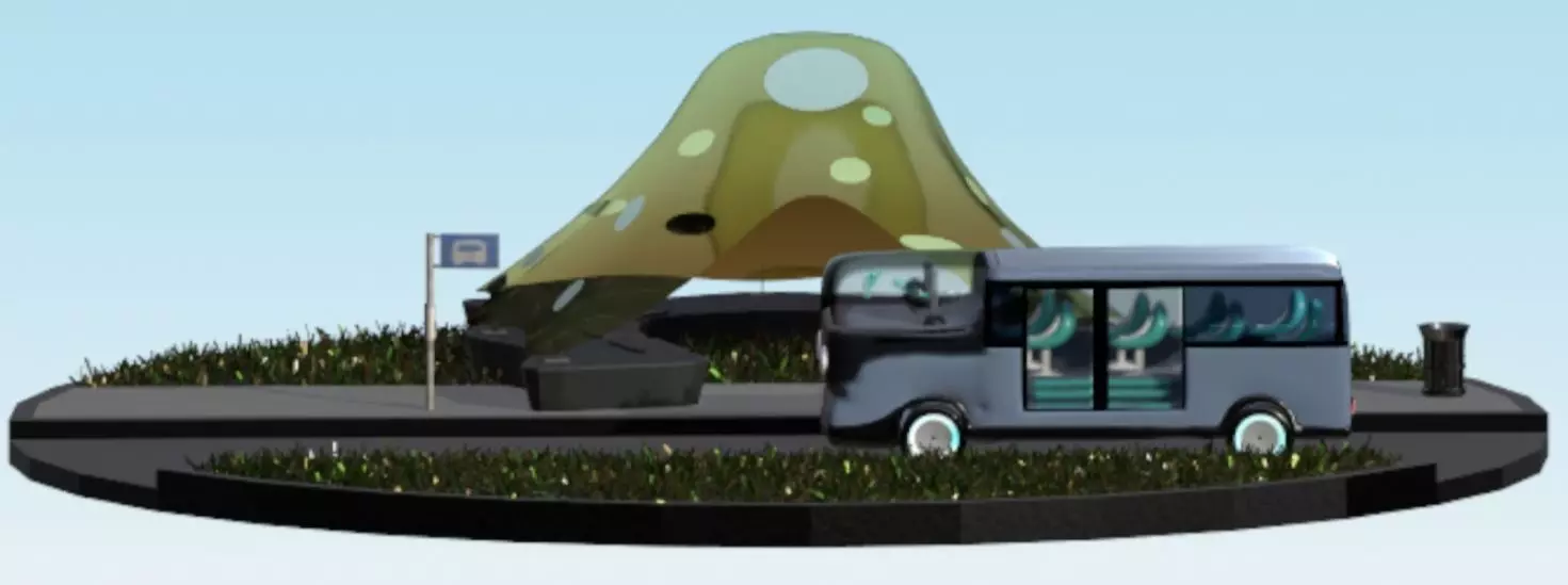 FutureCity Bus Stop Low-poly 3D model_0