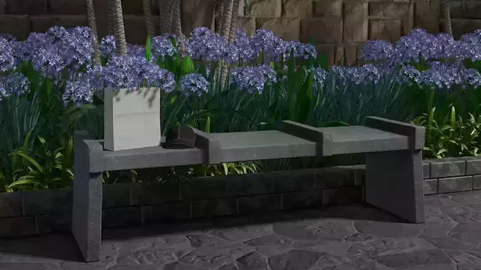 Nr-20 Park Bench - Concrete or Plastic Low-poly 3D model