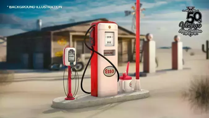 Building - Gas Pump Esso 50S