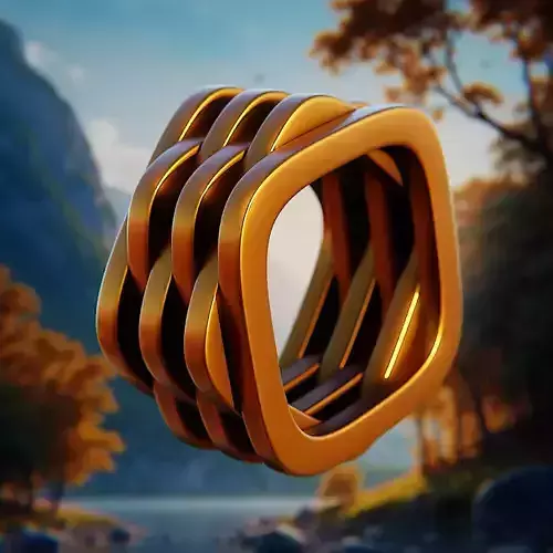 Futuristic Twisted Square Ring - Clean Quad Mesh 3D Print 56 3D print model