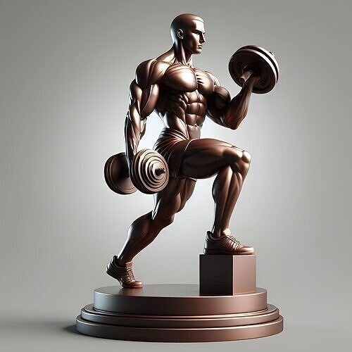 Muscular Figure Lifting Dumbbell 3D print model