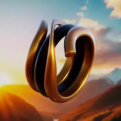 Twisted Harmony Ring - Abstract Modern Jewelry 3D Model 58