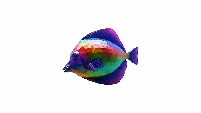 3d Render Rainbow Colored Painting Rainbow Fish 3D model