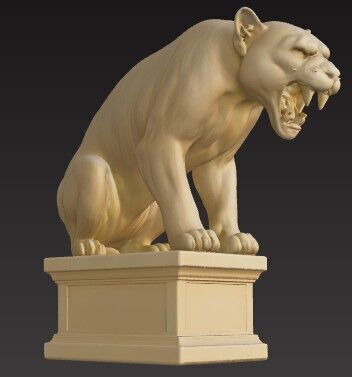 Wild Lioness Statue 3D Printable FBX STL OBJ 3D print model_4