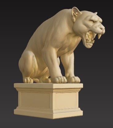 Wild Lioness Statue 3D Printable FBX STL OBJ 3D print model_6