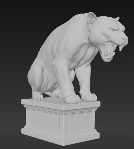 Wild Lioness Statue 3D Printable FBX STL OBJ 3D print model_3